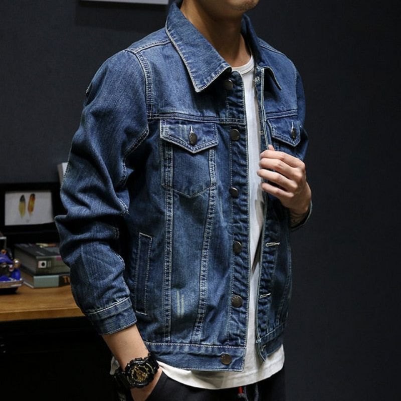 Street Style Slick Τζιν Μπουφάν